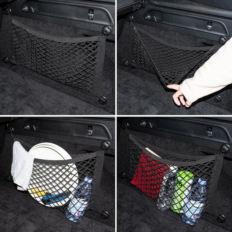 VEHIRIE 2 Pack Small Cargo Net Pocket Storage Pouch Bag 21 x 9.8 Inches RV Netting Elastic Automotive Cargo Nets with 8 Mounting Screws, Storage Mesh for Car Trunk SUV Boats - Image 4